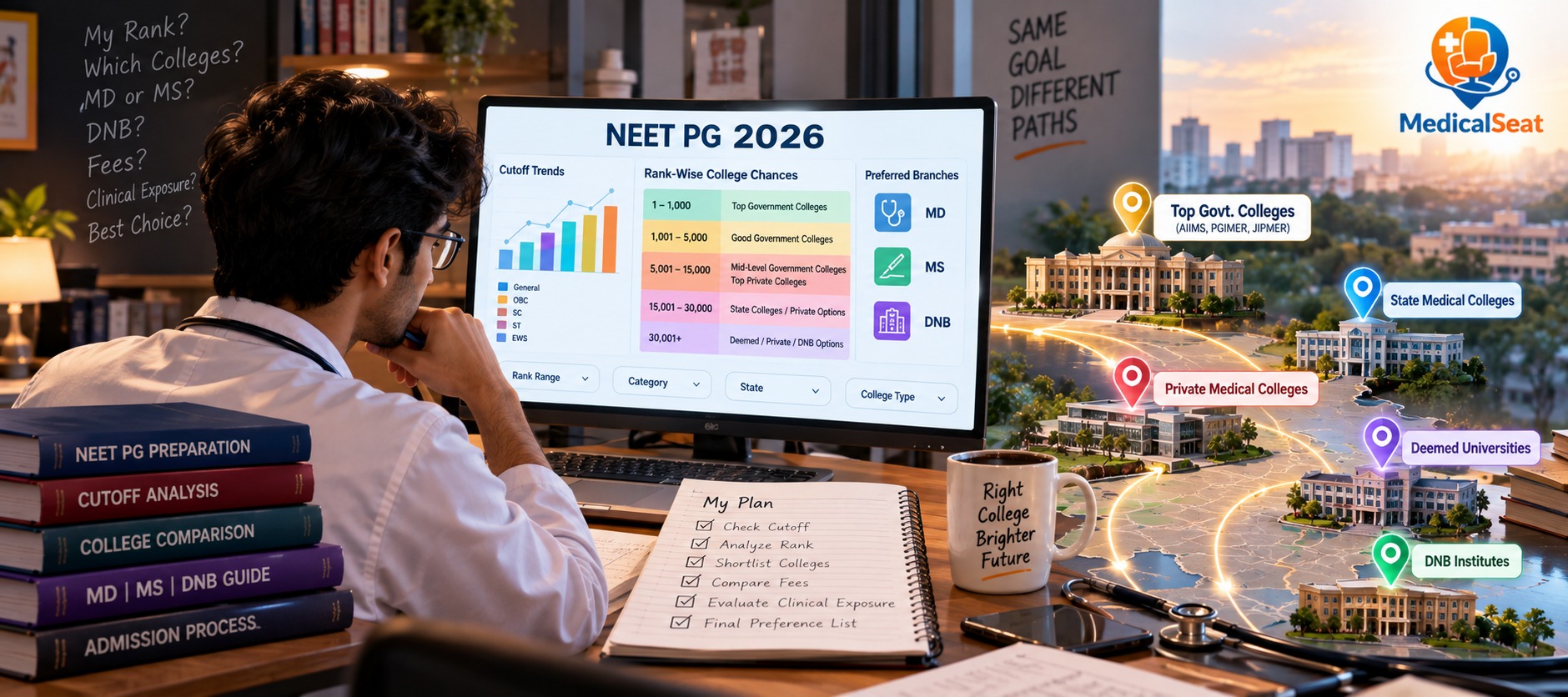 NEET PG 2026 Cutoff and College Chances: Rank-Wise MD, MS and DNB Admission Guide