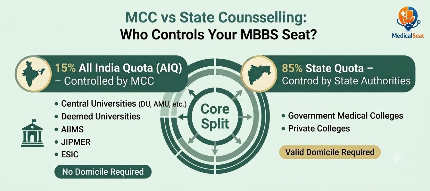 Who Controls Your MBBS Seat? MCC vs State Counselling Explained Without the Confusion