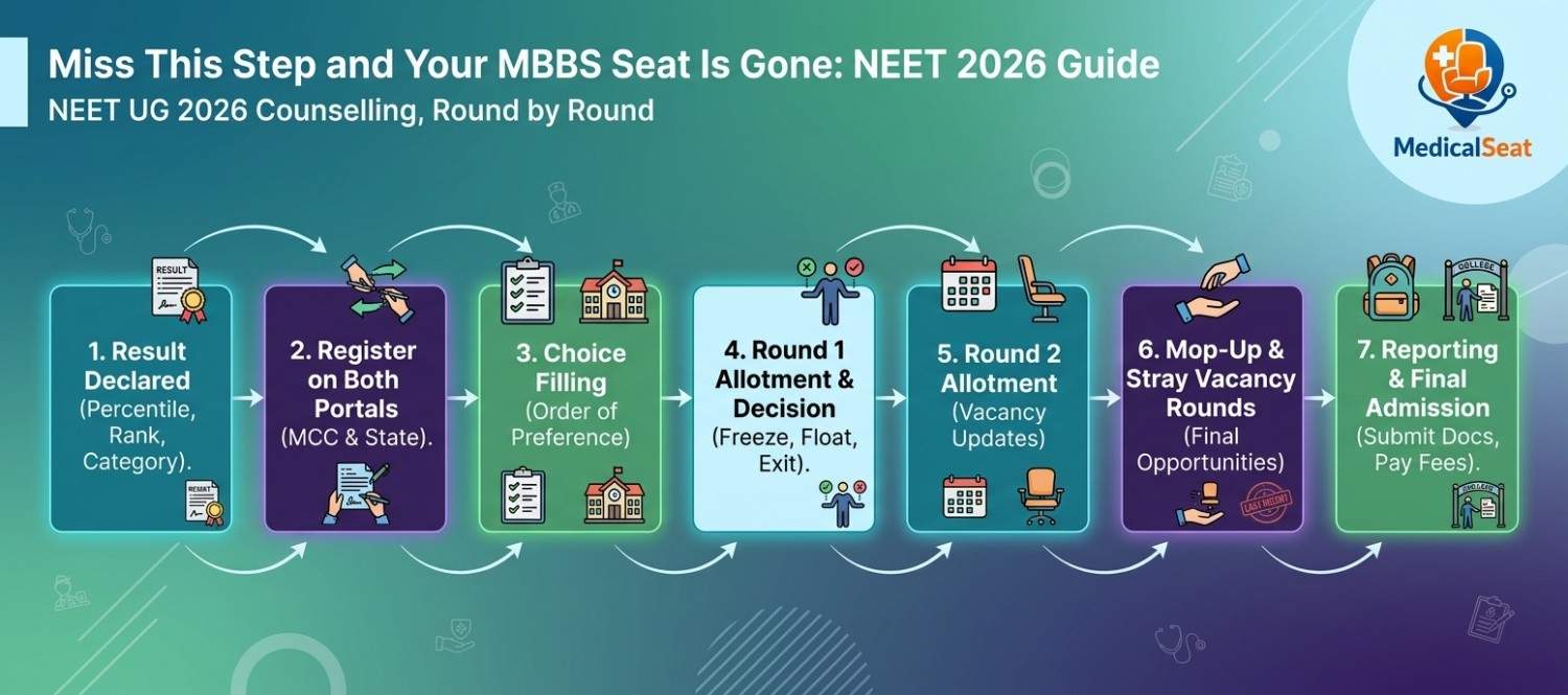 Miss One Box In This Flowchart and Your MBBS Seat Is Gone: NEET UG 2026 Counselling, Round by Round